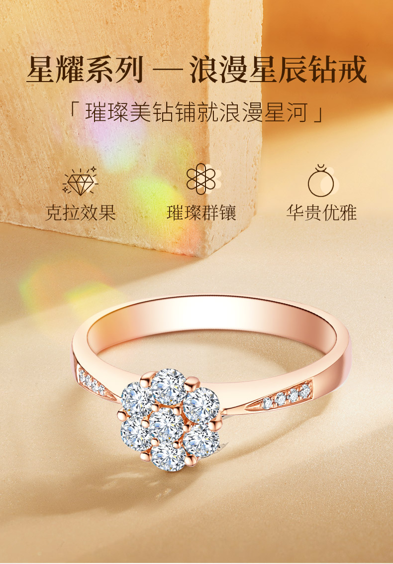 浪漫星辰/18K玫瑰金钻戒 约35分/星光系列