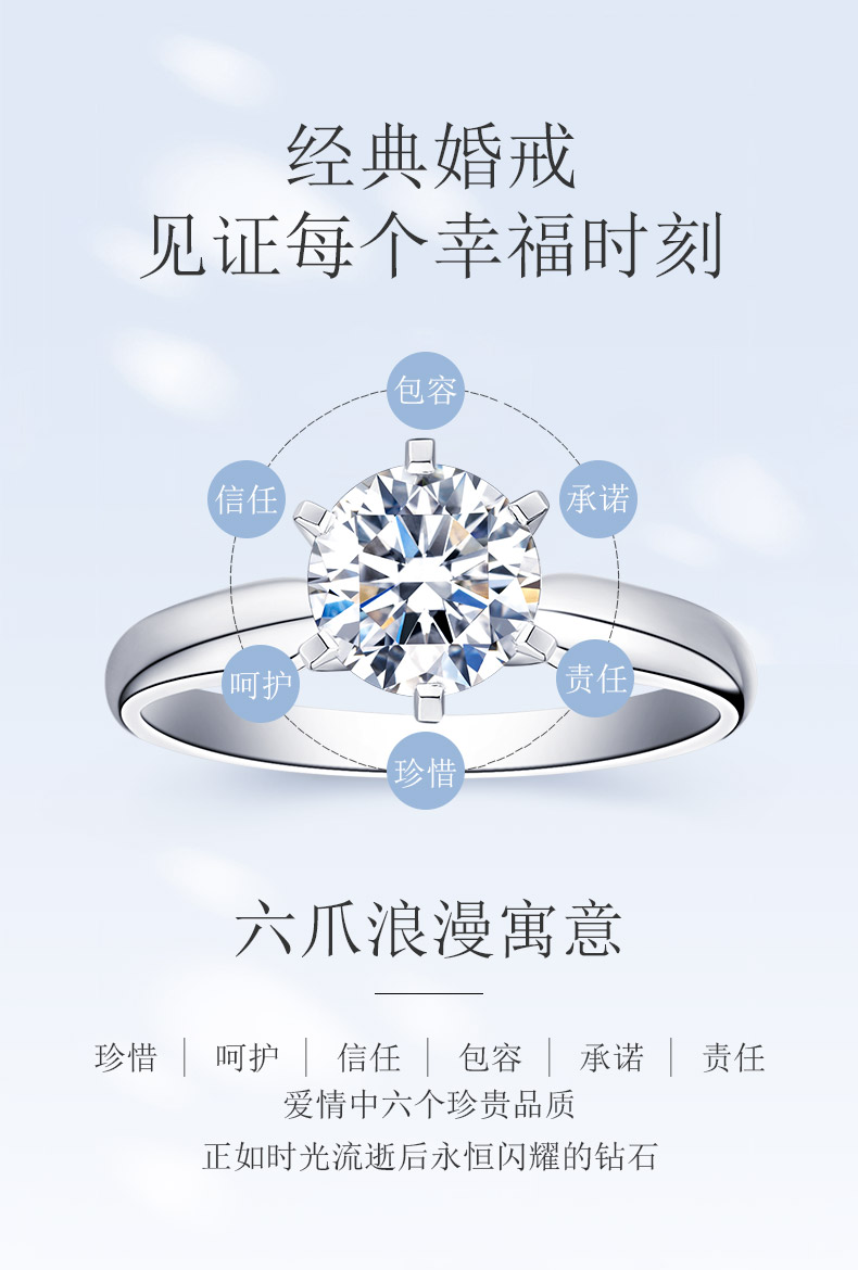 百年经典 简约款/18K钻石女戒30分I-J/SI国检