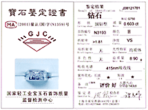 GJC首饰检测证书