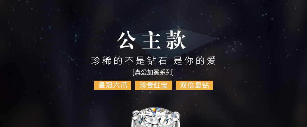 爱保护-公主/18K白金钻戒 30分/I-J色/SI净度 国检