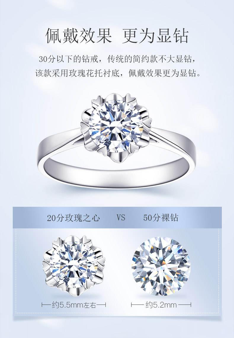 玫瑰之心/18K白金钻戒 50分/SI净度/I-J色-forever love系列