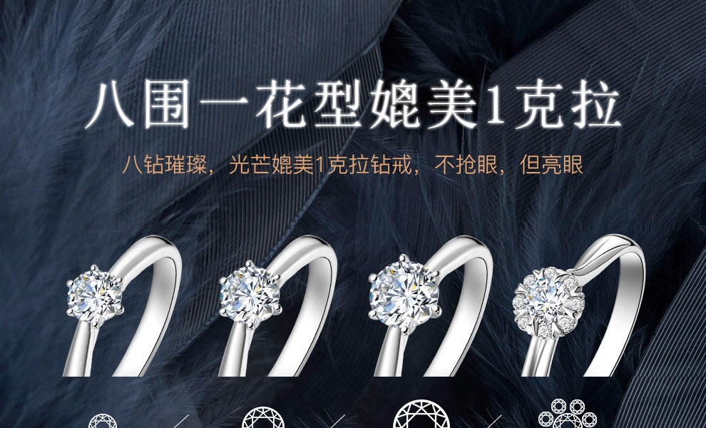 爱绽开/18K白金钻戒1克拉/I-J/SI国检