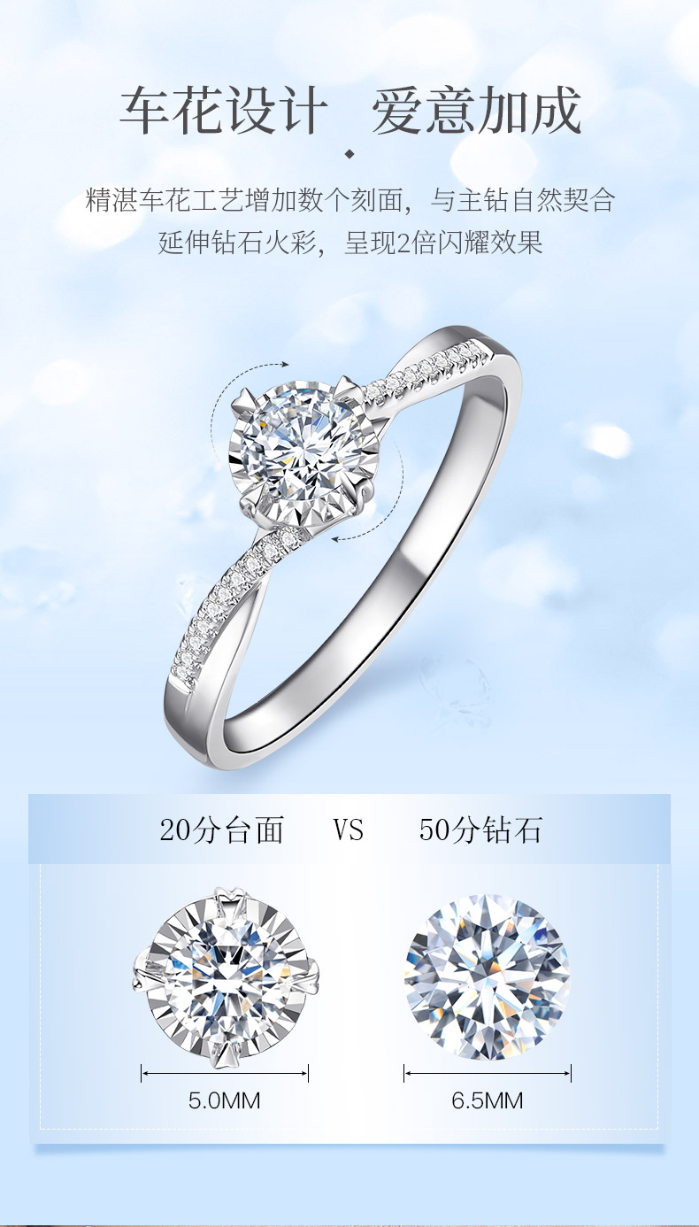 浪漫相逢/18K白金钻戒/20分/F-G/SI